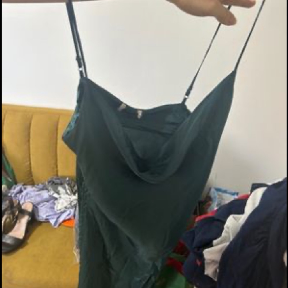 Aritzia Wilfred Silk/Satin Green Adjustable Dress